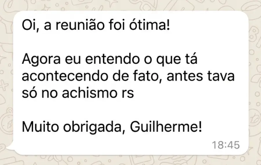Depoimento de cliente (print 9 de 9)