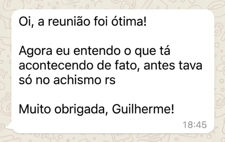 Depoimento de cliente (print 9 de 9)