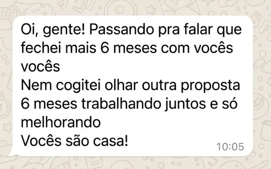 Depoimento de cliente (print 1 de 9)